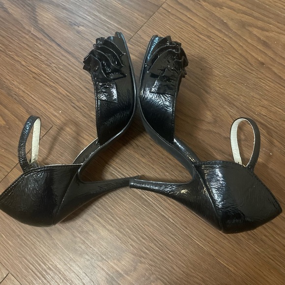 Steve Madden P Talisa Ruffle Peep Toe Black Heels - Picture 4 of 5